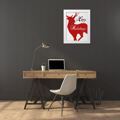Happy Holidays White Modern Wood Framed Art Print by Lewis, Sheldon