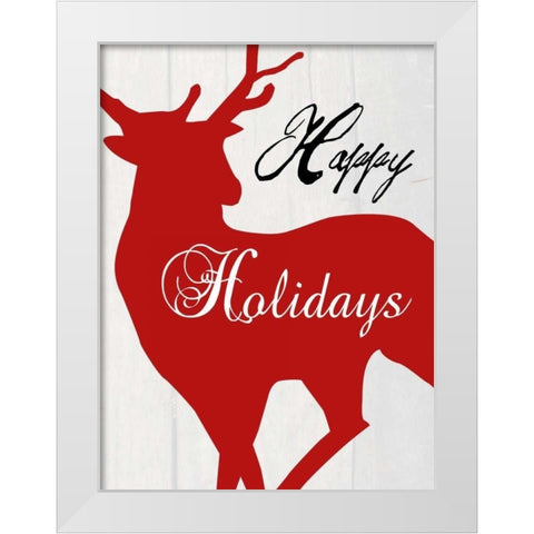 Happy Holidays White Modern Wood Framed Art Print by Lewis, Sheldon