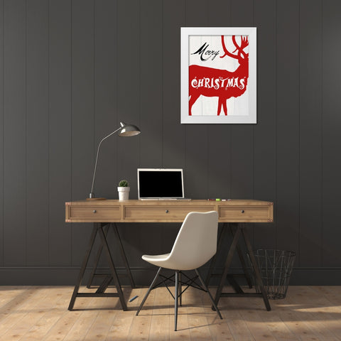 Merry Christmas White Modern Wood Framed Art Print by Lewis, Sheldon