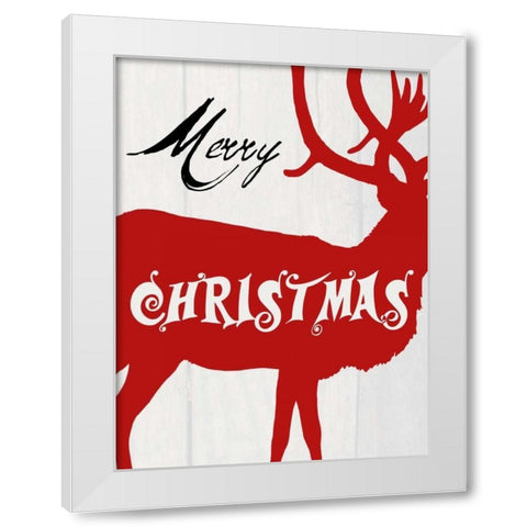 Merry Christmas White Modern Wood Framed Art Print by Lewis, Sheldon