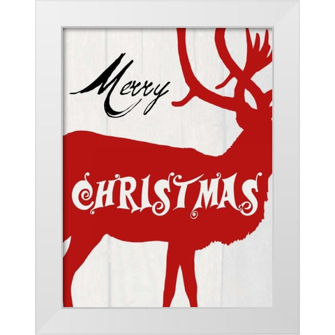 Merry Christmas White Modern Wood Framed Art Print by Lewis, Sheldon