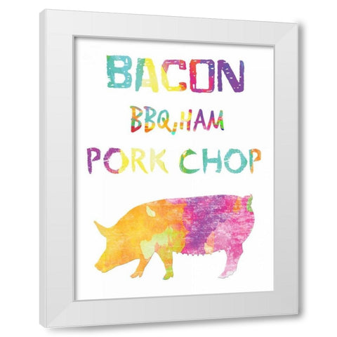 Delicious Pig White Modern Wood Framed Art Print by Lewis, Sheldon