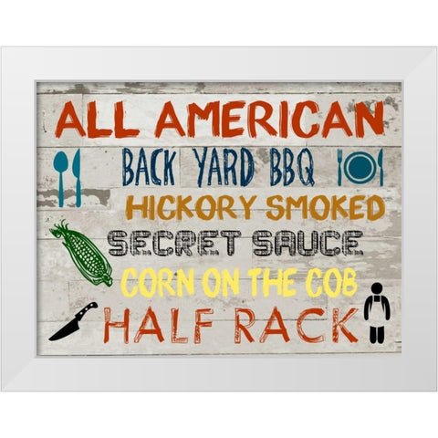 American BBQ Board White Modern Wood Framed Art Print by Lewis, Sheldon