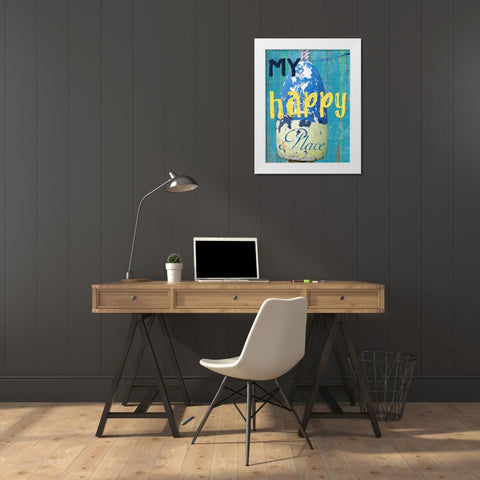 Happy Place White Modern Wood Framed Art Print by Lewis, Sheldon