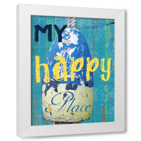 Happy Place White Modern Wood Framed Art Print by Lewis, Sheldon