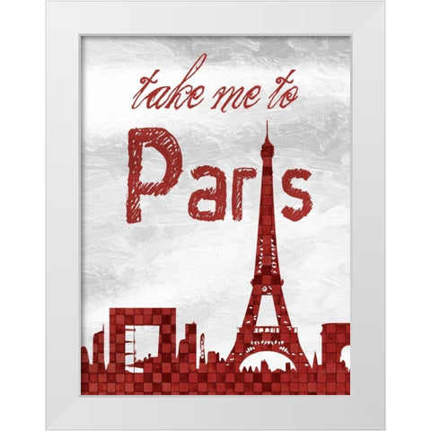 Red Paris White Modern Wood Framed Art Print by Lewis, Sheldon