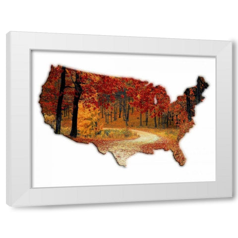 Fall Time USA White Modern Wood Framed Art Print by Lewis, Sheldon