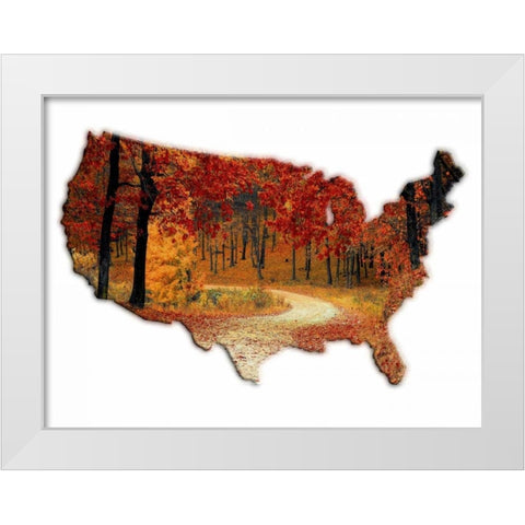Fall Time USA White Modern Wood Framed Art Print by Lewis, Sheldon