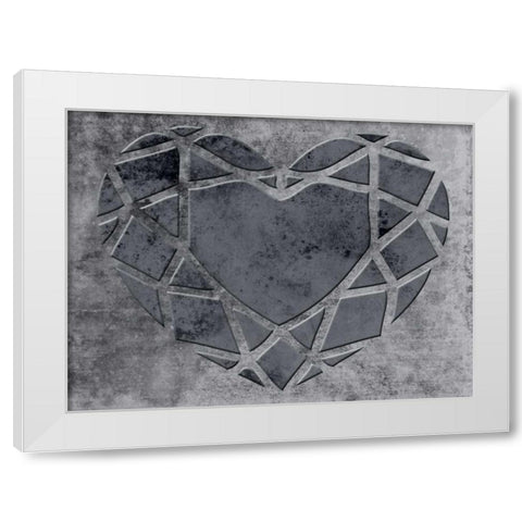 Transitional Geo Heart White Modern Wood Framed Art Print by Lewis, Sheldon