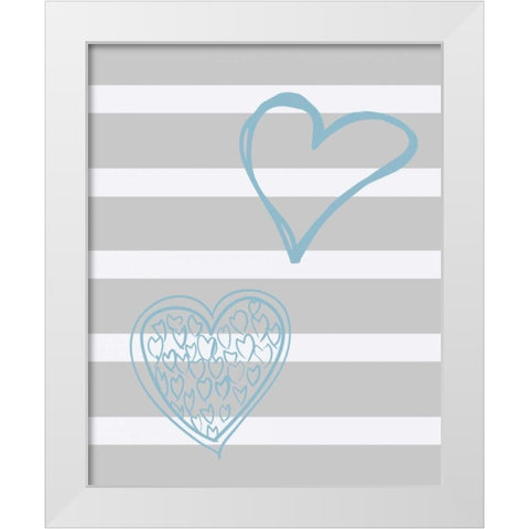 Loving Hearts White Modern Wood Framed Art Print by Lewis, Sheldon