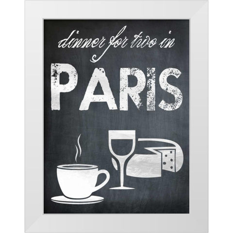 Dinner For Two White Modern Wood Framed Art Print by Lewis, Sheldon