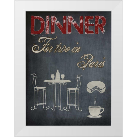 Parisian Dinner White Modern Wood Framed Art Print by Lewis, Sheldon