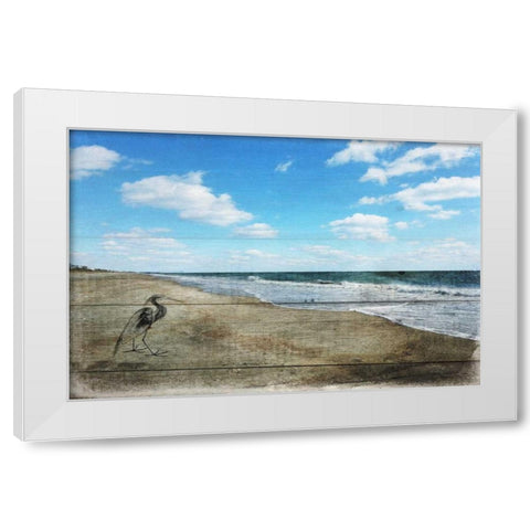 Tranquil Walk By The Ocean White Modern Wood Framed Art Print by Lewis, Sheldon