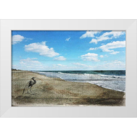 Tranquil Walk By The Ocean White Modern Wood Framed Art Print by Lewis, Sheldon