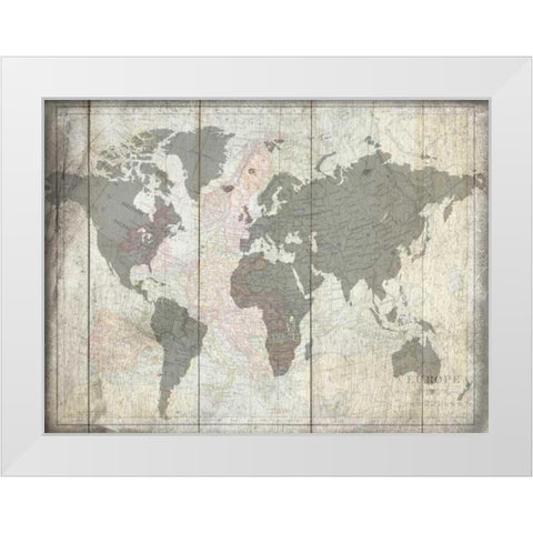 The World White Modern Wood Framed Art Print by Lewis, Sheldon