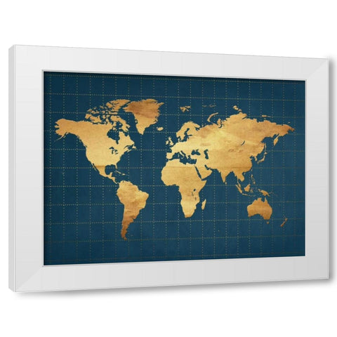 The World Grid White Modern Wood Framed Art Print by Lewis, Sheldon