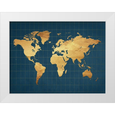 The World Grid White Modern Wood Framed Art Print by Lewis, Sheldon