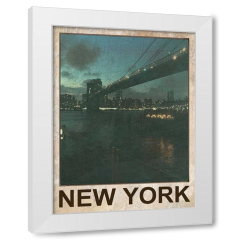 New York Night White Modern Wood Framed Art Print by Lewis, Sheldon