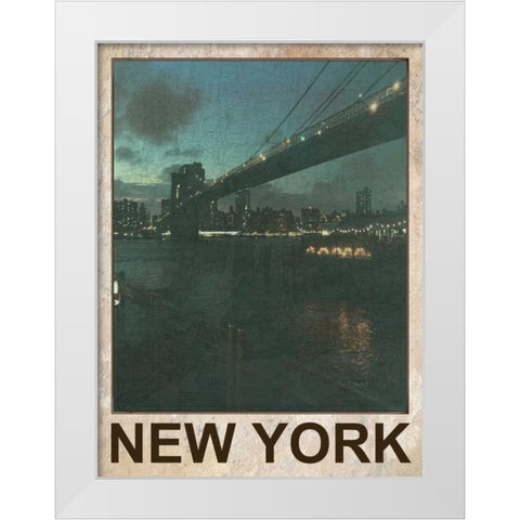 New York Night White Modern Wood Framed Art Print by Lewis, Sheldon