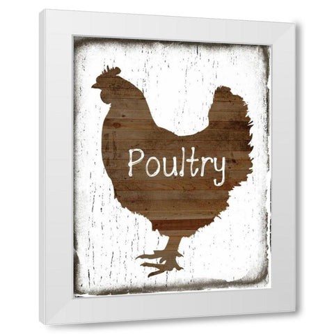Poultry Butcher Block White Modern Wood Framed Art Print by Lewis, Sheldon