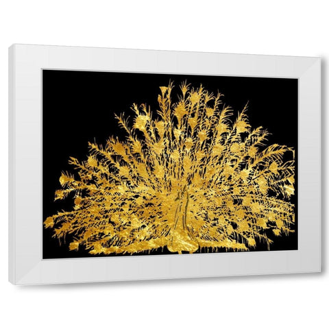Golden Peacock 4 White Modern Wood Framed Art Print by Lewis, Sheldon
