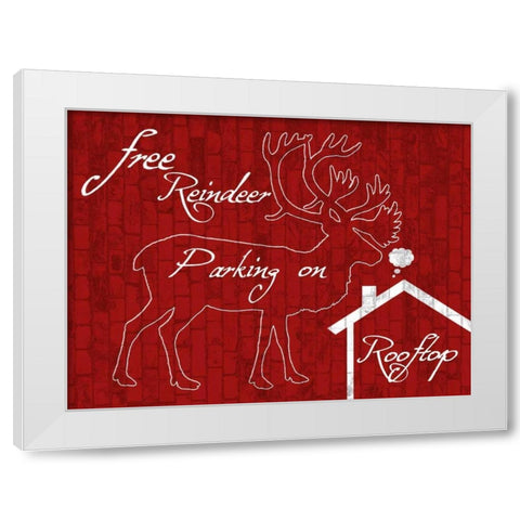 Free Reindeer Parking White Modern Wood Framed Art Print by Lewis, Sheldon