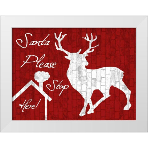 Stop Here White Modern Wood Framed Art Print by Lewis, Sheldon