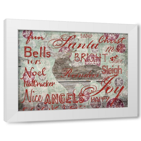 Christmas Wallpaper 2 White Modern Wood Framed Art Print by Lewis, Sheldon