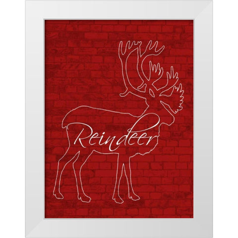 Reindeer White Modern Wood Framed Art Print by Lewis, Sheldon