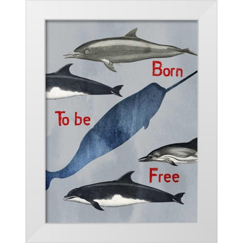 Born To Be Free White Modern Wood Framed Art Print by Lewis, Sheldon
