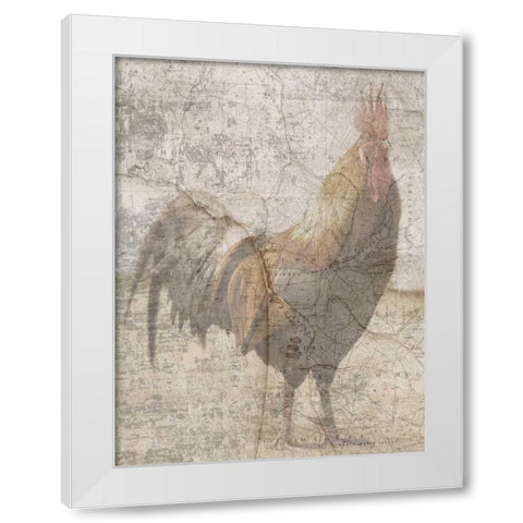 Traveling Rooster 2 White Modern Wood Framed Art Print by Lewis, Sheldon