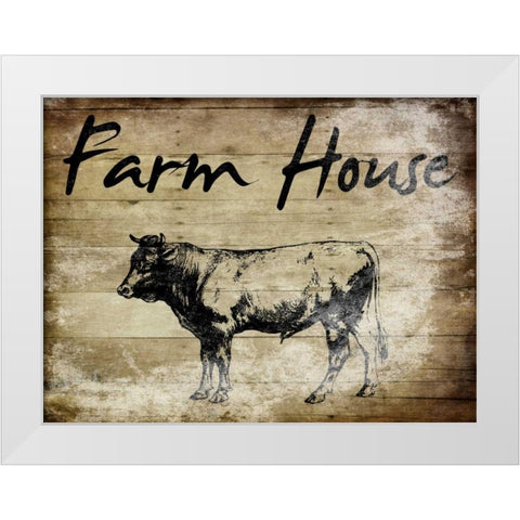 Farm House Bull White Modern Wood Framed Art Print by Lewis, Sheldon