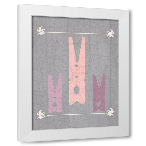 Laundry Pins White Modern Wood Framed Art Print by Lewis, Sheldon