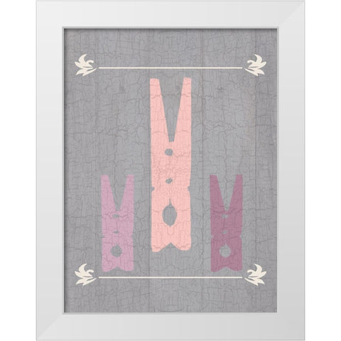 Laundry Pins White Modern Wood Framed Art Print by Lewis, Sheldon
