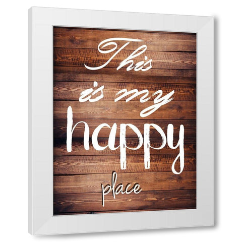 Happy place White Modern Wood Framed Art Print by Lewis, Sheldon