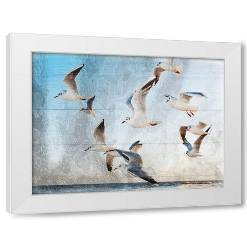 Fly With Friends White Modern Wood Framed Art Print by Lewis, Sheldon
