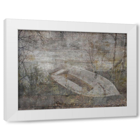 Romance On The Stream White Modern Wood Framed Art Print by Lewis, Sheldon