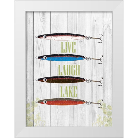 Live Laugh Lake White Modern Wood Framed Art Print by Lewis, Sheldon