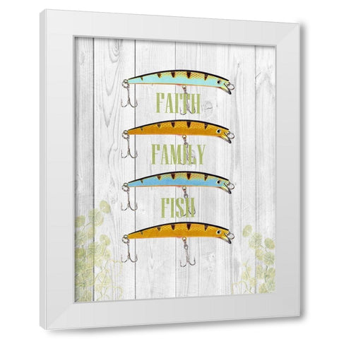 Faith Family Fish White Modern Wood Framed Art Print by Lewis, Sheldon