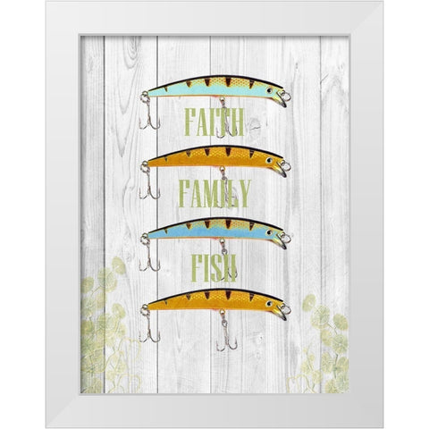 Faith Family Fish White Modern Wood Framed Art Print by Lewis, Sheldon
