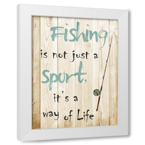 Fishing White Modern Wood Framed Art Print by Lewis, Sheldon