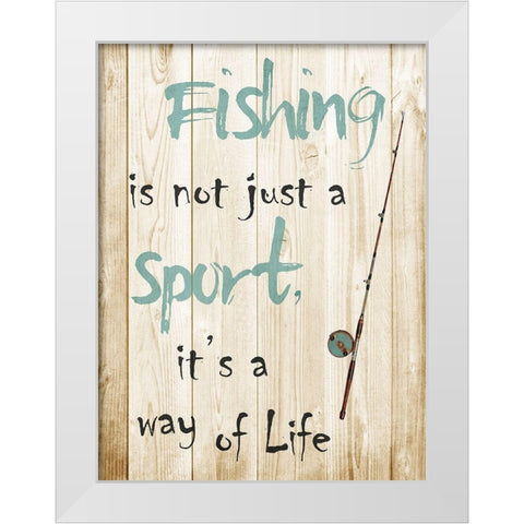 Fishing White Modern Wood Framed Art Print by Lewis, Sheldon