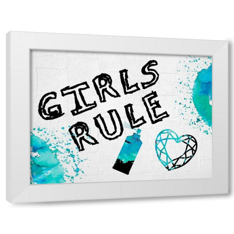 Girls Rule 2 White Modern Wood Framed Art Print by Lewis, Sheldon