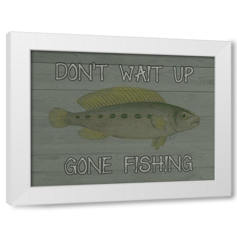 Fishing White Modern Wood Framed Art Print by Lewis, Sheldon