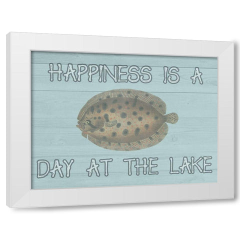 Happy Fisher White Modern Wood Framed Art Print by Lewis, Sheldon