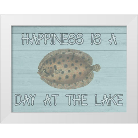 Happy Fisher White Modern Wood Framed Art Print by Lewis, Sheldon