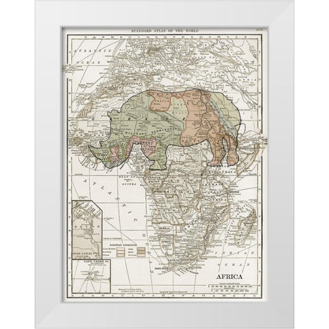 Safari Map White Modern Wood Framed Art Print by Lewis, Sheldon