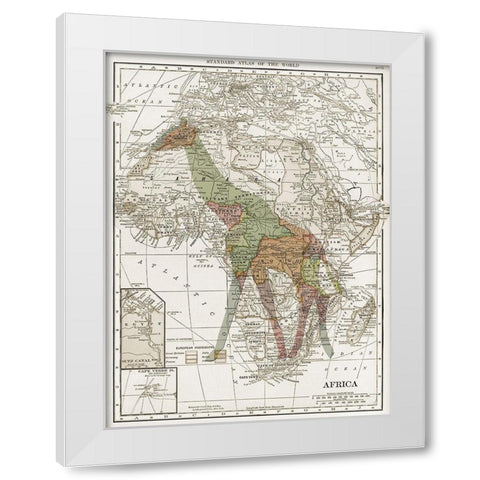 Safari Map 2 White Modern Wood Framed Art Print by Lewis, Sheldon