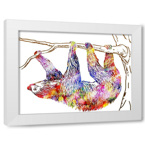 Sloth Machine White Modern Wood Framed Art Print by Lewis, Sheldon