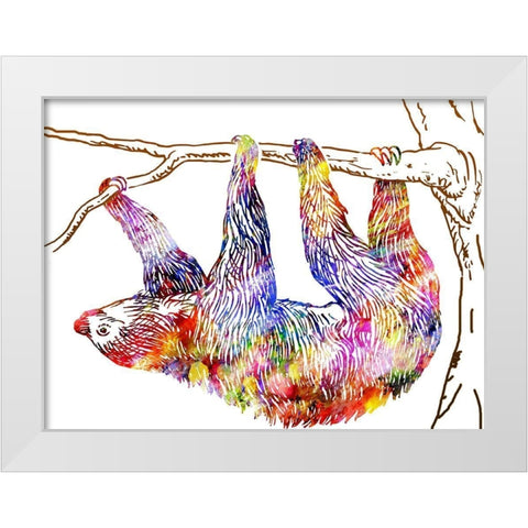 Sloth Machine White Modern Wood Framed Art Print by Lewis, Sheldon
